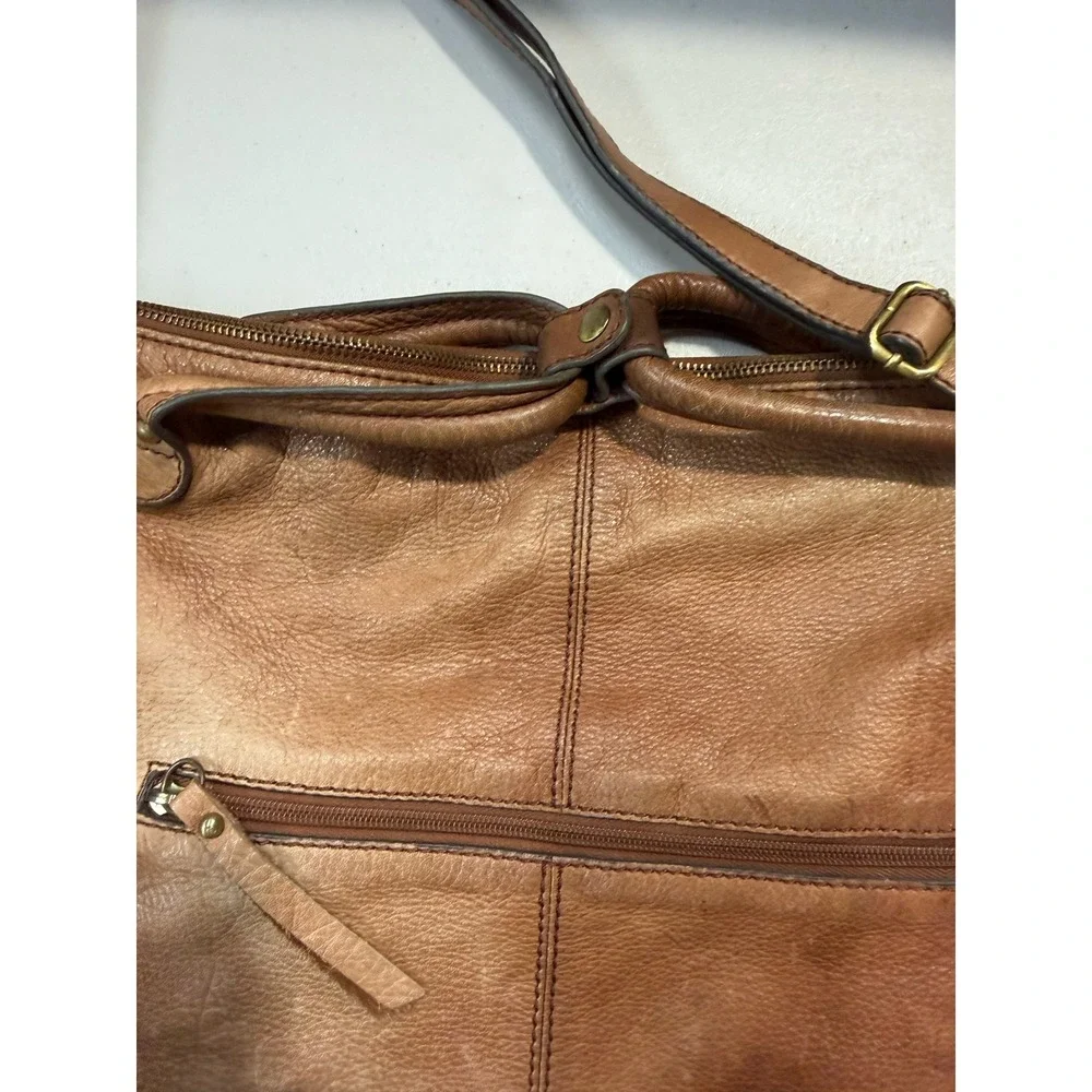 The Sak Tan Leather Hobo Crossbody Bag Tassel Boho‎ Cognac Large Tote